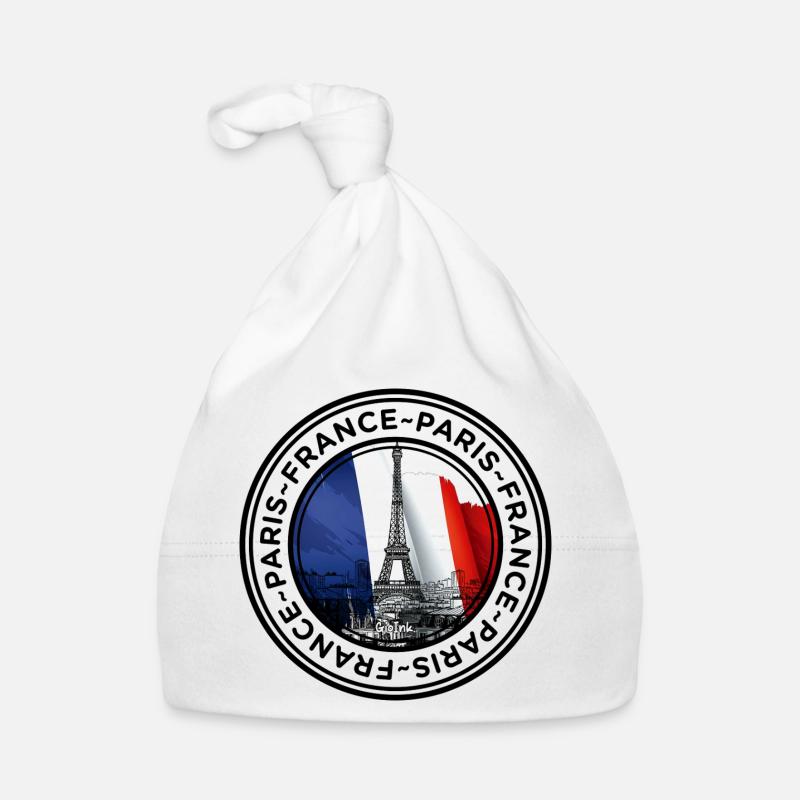 Illustration du drapeau français et de la tour Eiffel Bonnet bio Bébé