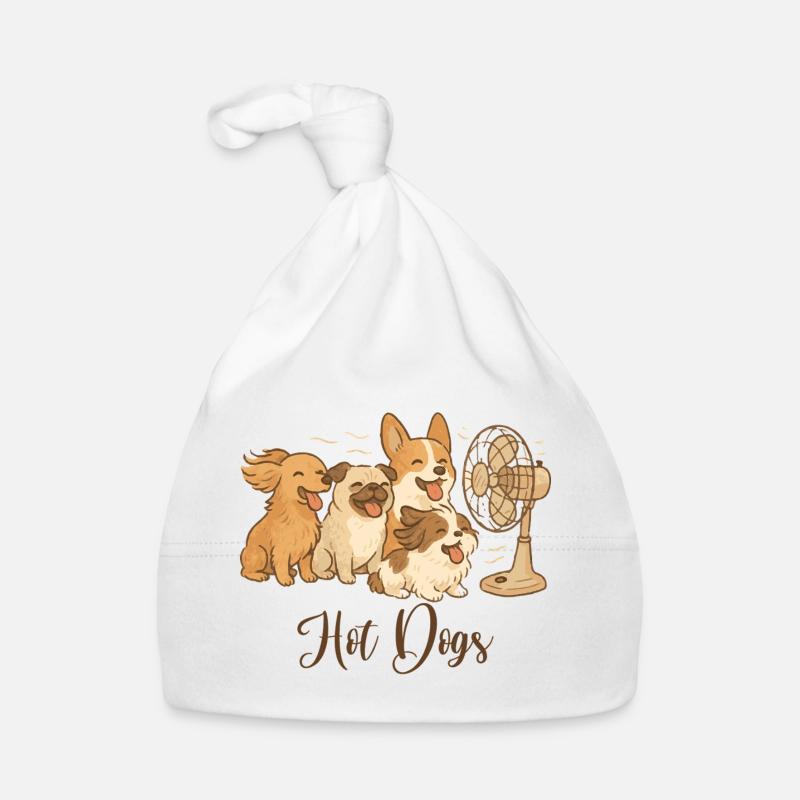 Lustige Hunde mit Ventilator - Hotdogs Baby Bio-Mütze