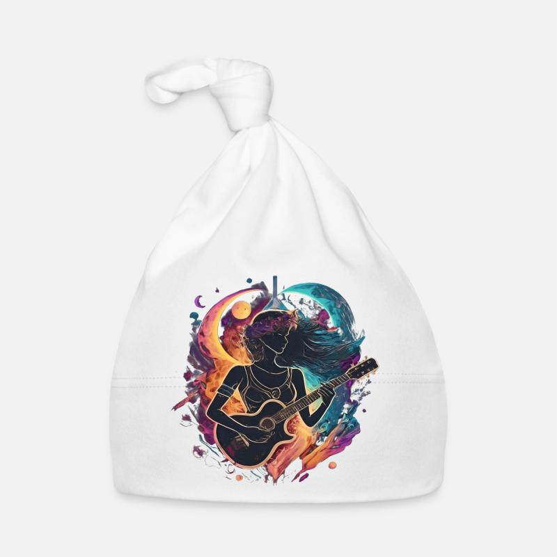 Illustration d’art de guitariste céleste Bonnet bio Bébé