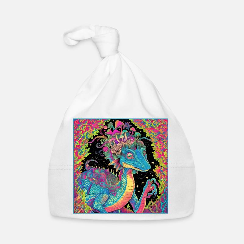 Psychedelischer Walddrache Illustration Baby Bio-Mütze