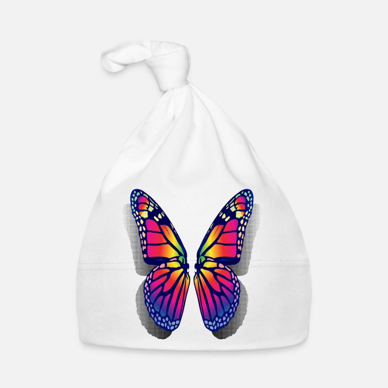 Ailes de papillon arc-en-ciel Bonnet bio Bébé