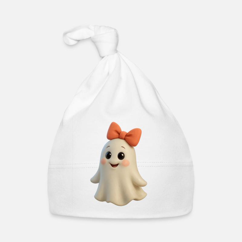 Verspieltes 3D Cartoon Geist-Design mit Schleife Baby Bio-Mütze