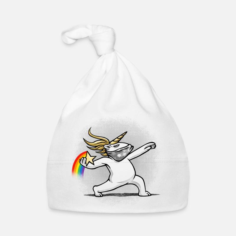 Einhorn wirft einen Regenbogen Baby Bio-Mütze