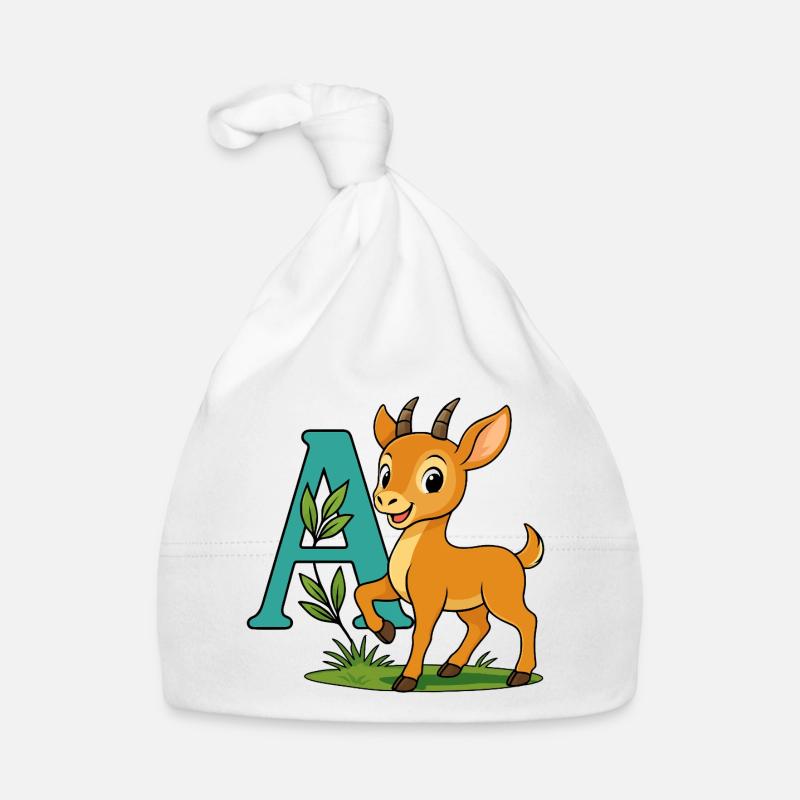 Kindliche Antilope mit dem Buchstaben A Baby Bio-Mütze