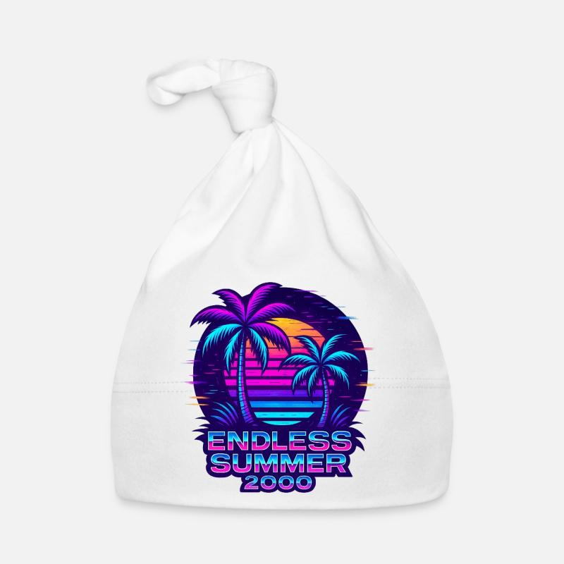 Neon Sunset Palm Trees Design Organic Baby Cap