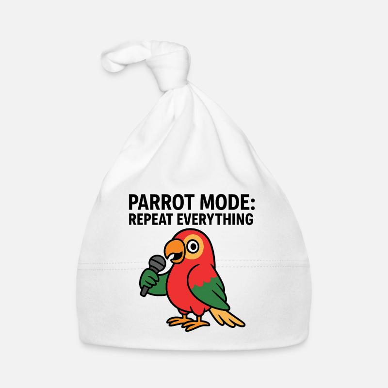 Vibrant Parrot With Microphone Illustration Organic Baby Cap