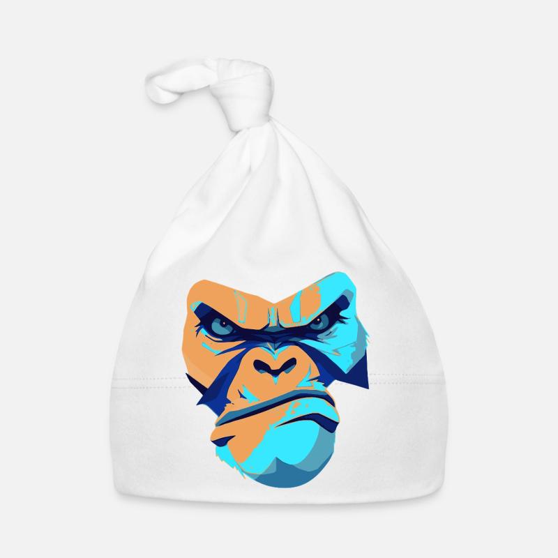 Untamed Gorilla Blue Front Print Organic Baby Cap