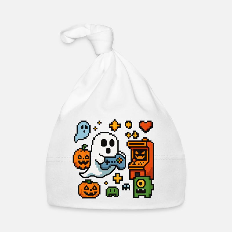 Pixel Ghost Gaming Retro Design Organic Baby Cap
