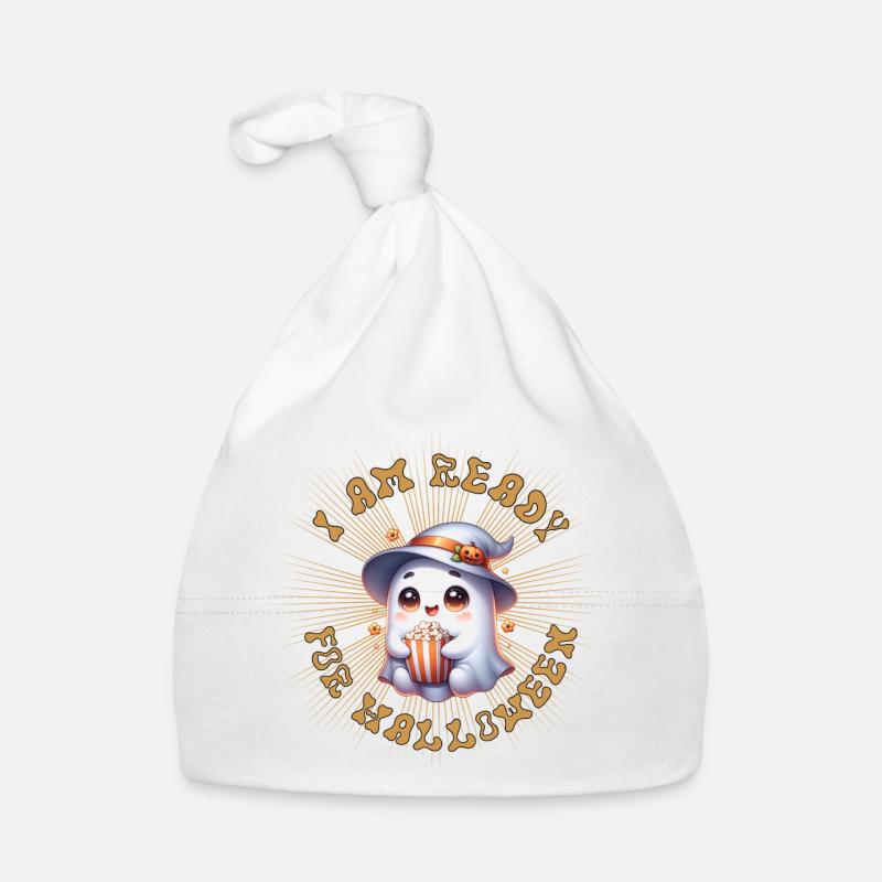 Cute ghost witch charm in Halloween style Organic Baby Cap