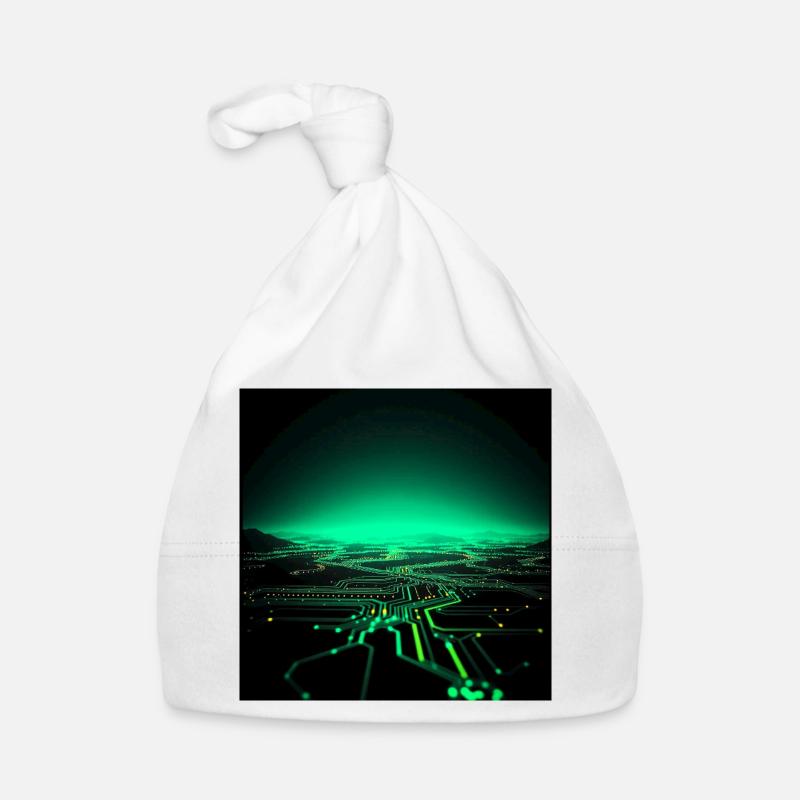 Neon Tech Stadtsilhouette - Baby Bio-Mütze - Weiß