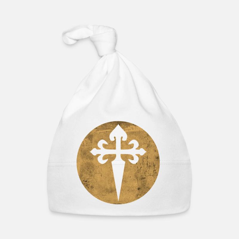 Croix de Saint-Jacques cercle doré illustration Bonnet bio Bébé