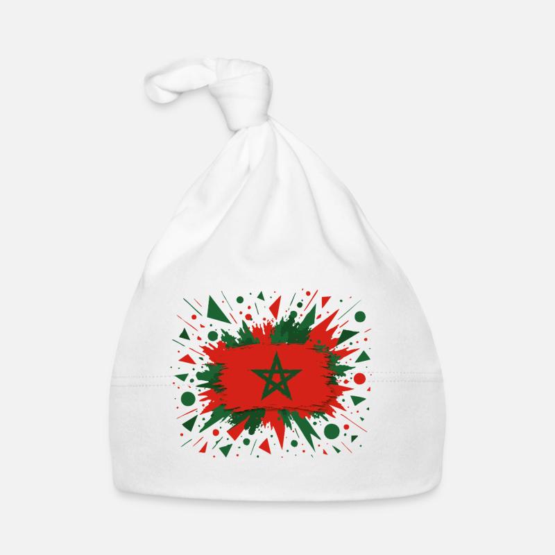 Drapeau marocain en style pinceau - Bonnet bio Bébé - blanc