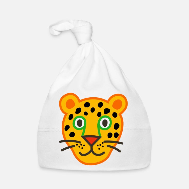 Illustration de visage de léopard mignon - Bonnet bio Bébé - blanc