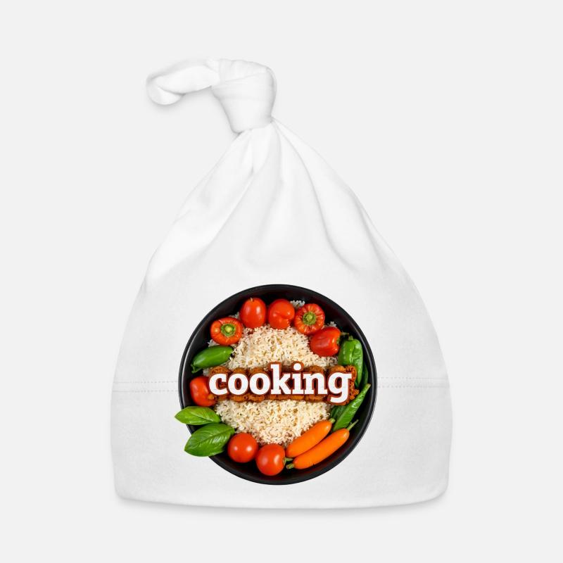 Kulinarisches Kochen mit Frischem Gemüse - Baby Bio-Mütze - Weiß