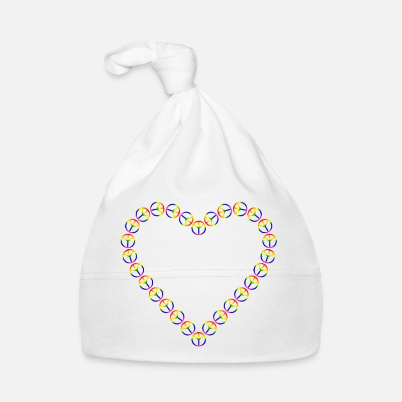 Rainbow Peace Heart Pattern Organic Baby Cap