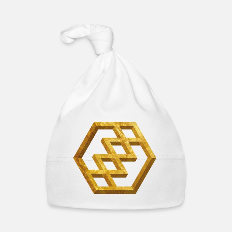Golden Geometric Pattern Organic Baby Cap