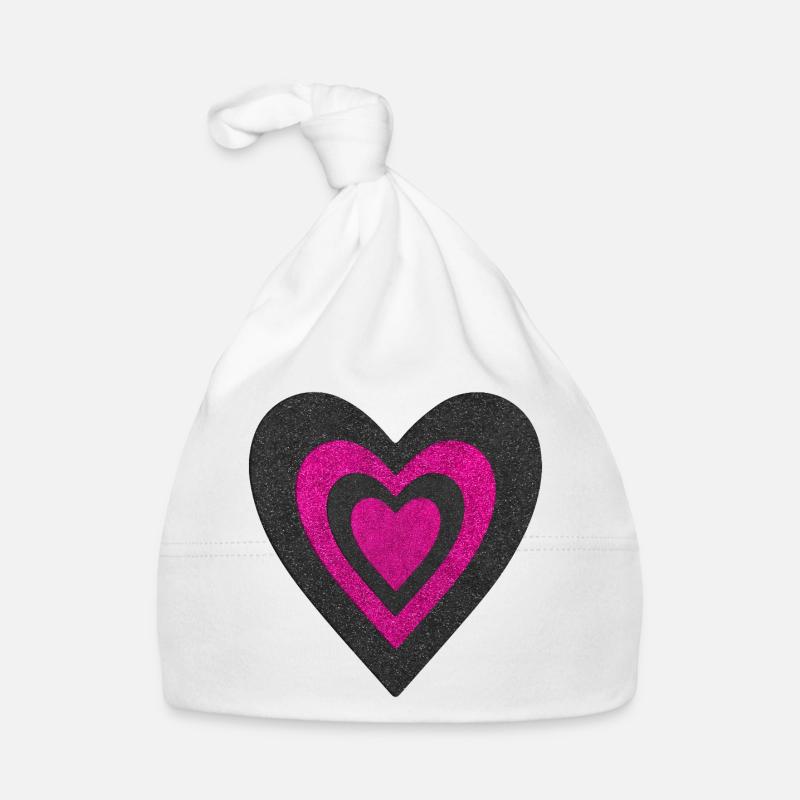 Cœurs  - Bonnet bio Bébé - blanc