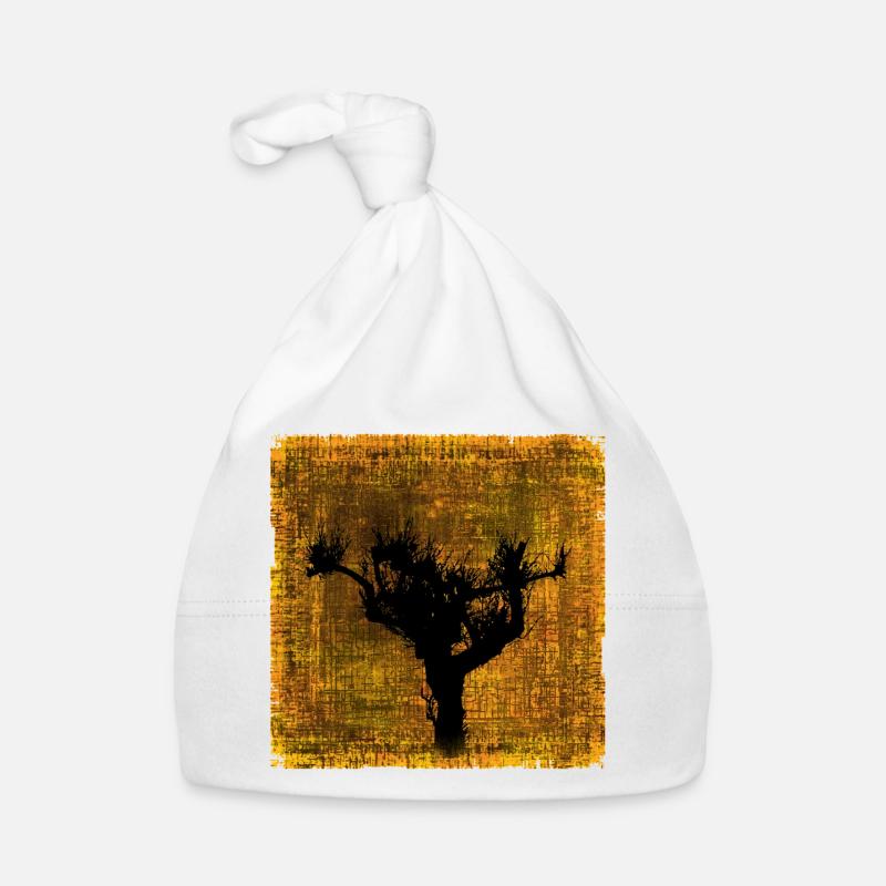 Vogelbaum Silhouette im Herbstfarben-Design Baby Bio-Mütze
