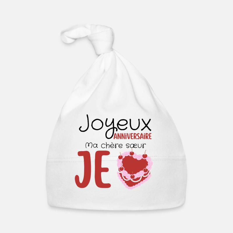 Joyeux anniversaire - Bonnet bio Bébé - blanc
