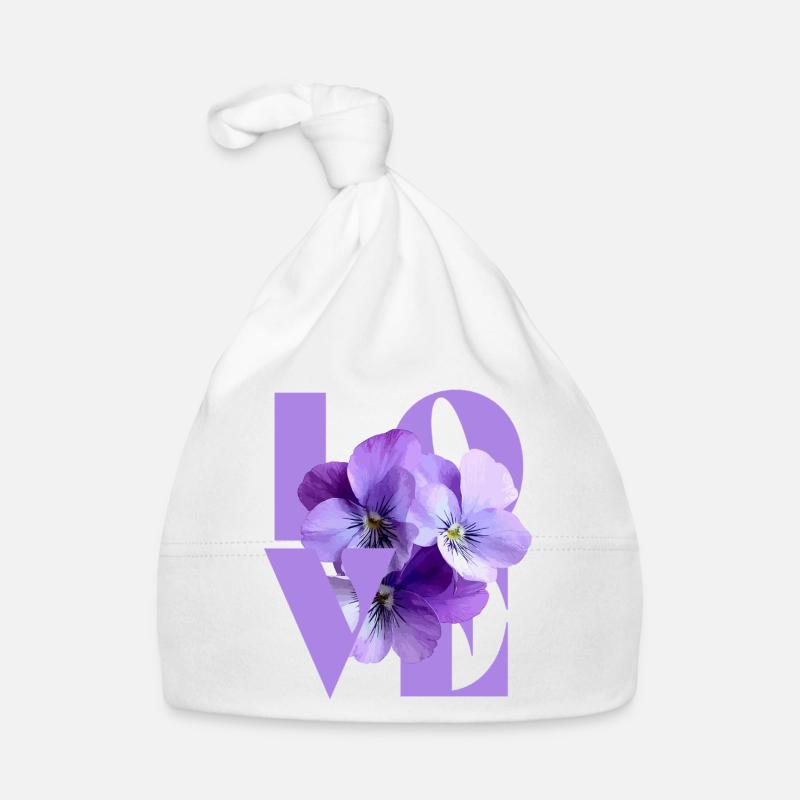 Pensée violette Art floral Bonnet bio Bébé