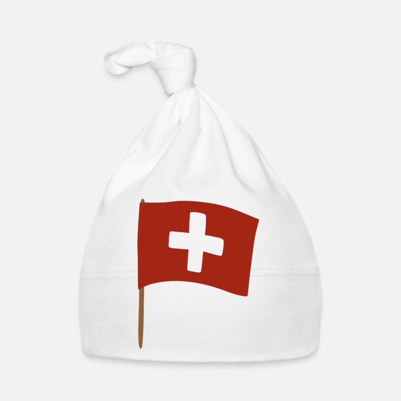 Conception du drapeau de la croix suisse pour l’habillement Bonnet bio Bébé