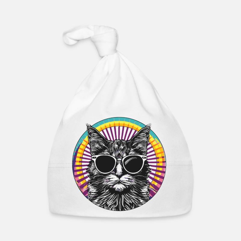 Portrait de chat avec lunettes de soleil Bonnet bio Bébé