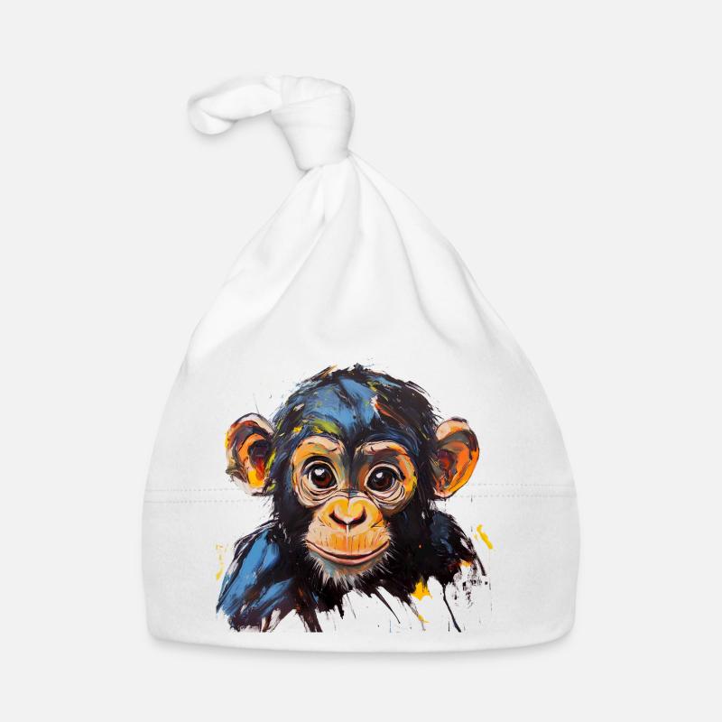 Conception d’art expressive de portrait de bébé singe Bonnet bio Bébé