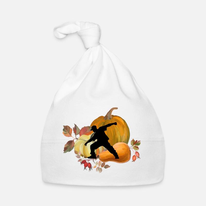 Dynamic Dancer in Autumn Pumpkin Scene Art Organic Baby Cap