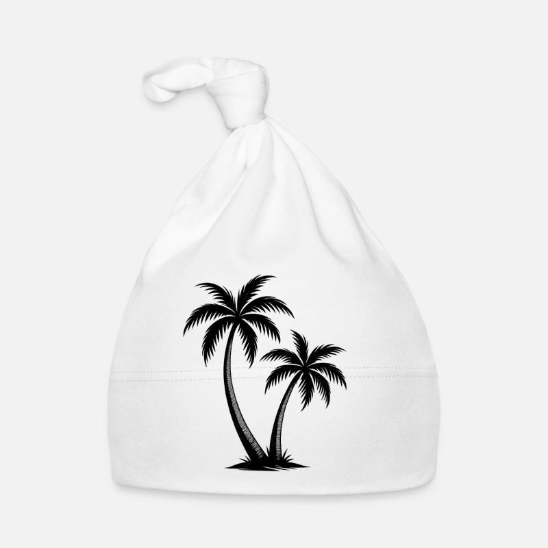 Tropical palm trees silhouette on black Organic Baby Cap