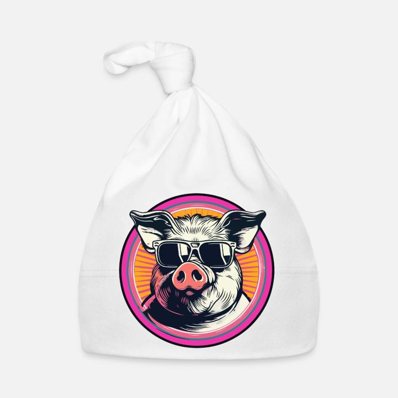 Coolres cochon avec lunettes de soleil Bonnet bio Bébé