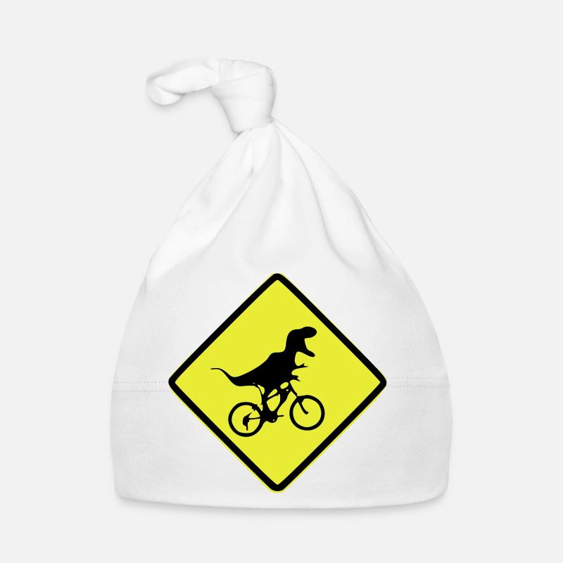 Signal de vélo T-Rex illustré - Bonnet bio Bébé - blanc