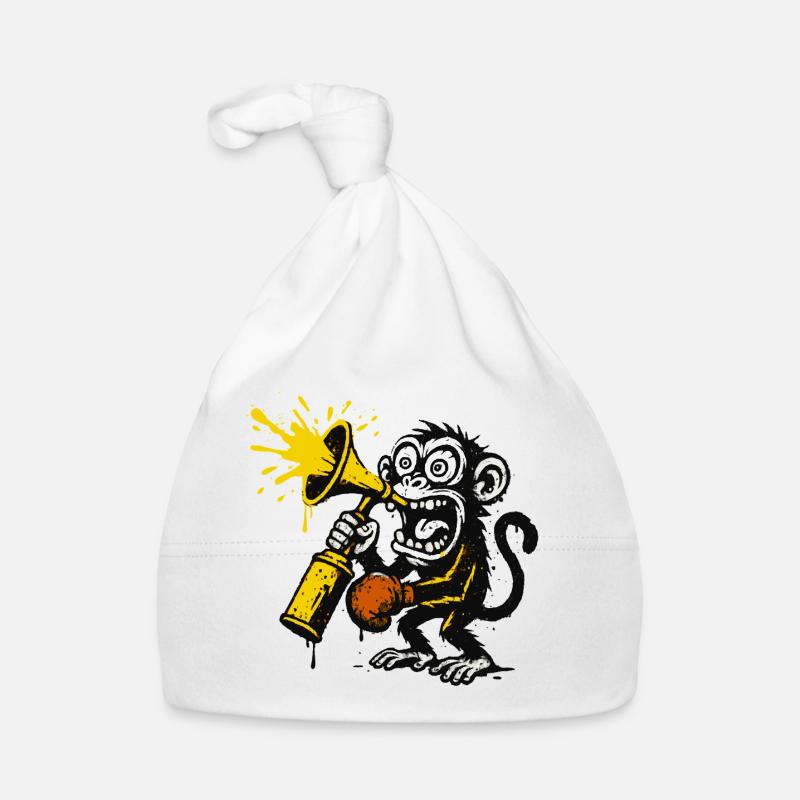 Expressive monkey with megaphone Organic Baby Cap