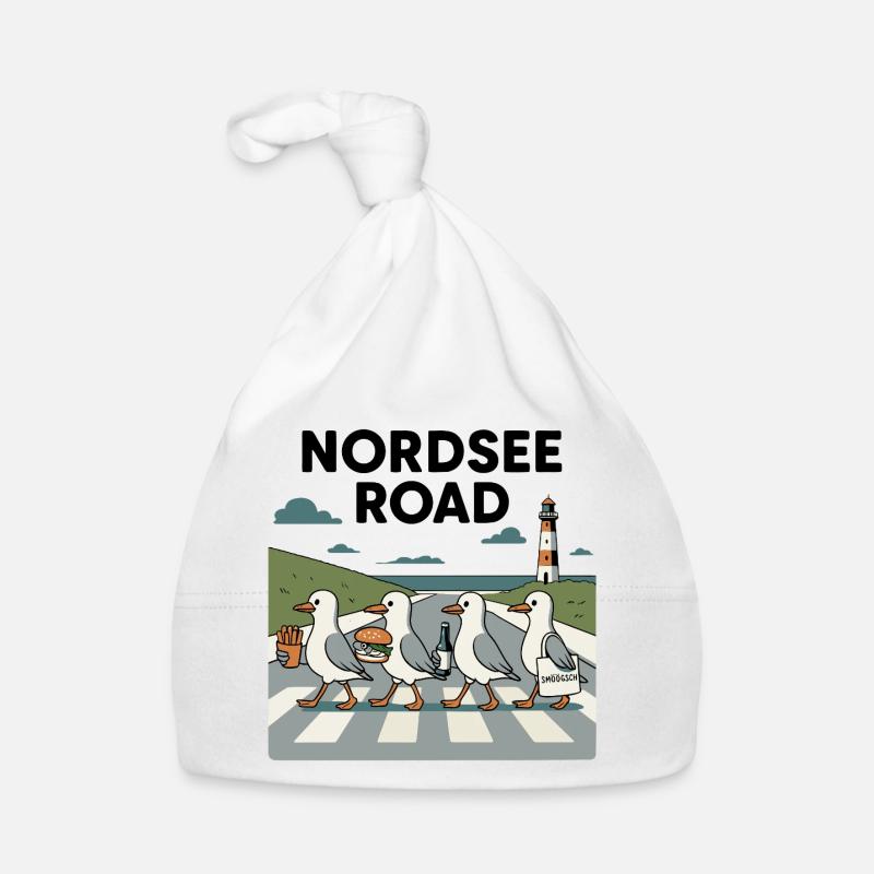 Nordseeroad Möwen Baby Bio-Mütze