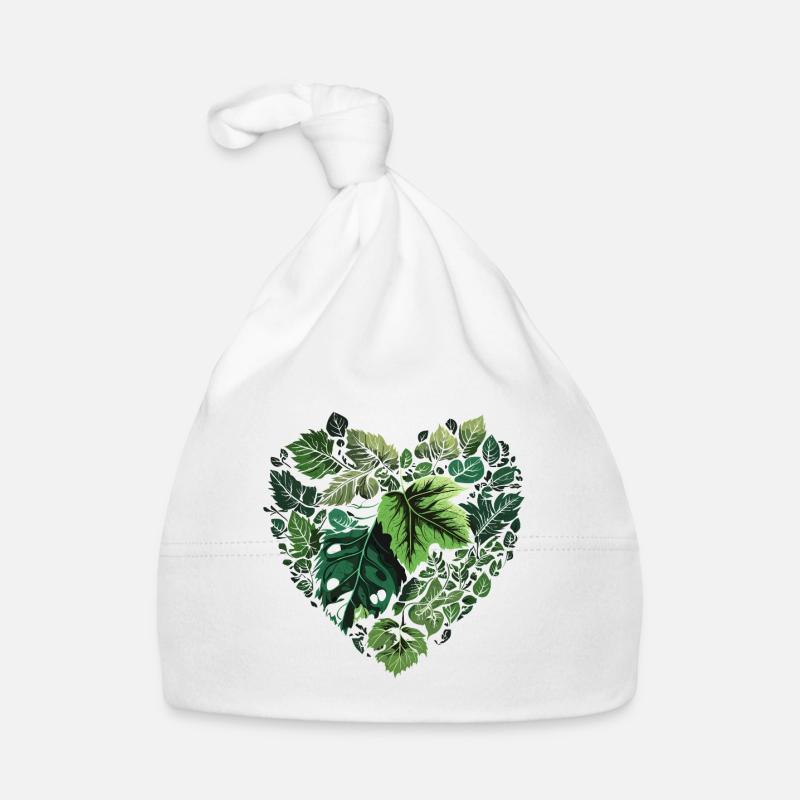 Leaf Heart Nature Pattern Organic Baby Cap