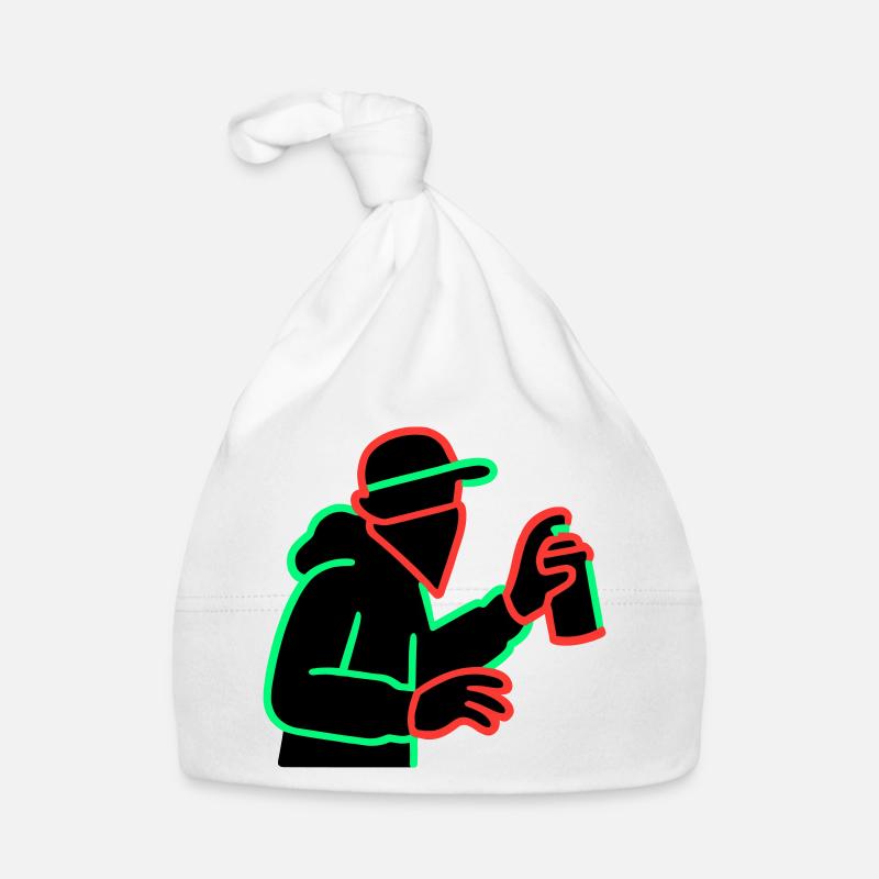 Neon Graffiti Sprayer Silhouette Baby Bio-Mütze