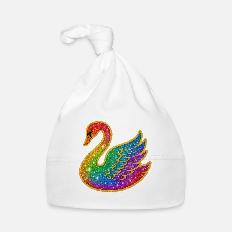 Regenbogen Glitzer Schwan Baby Bio-Mütze