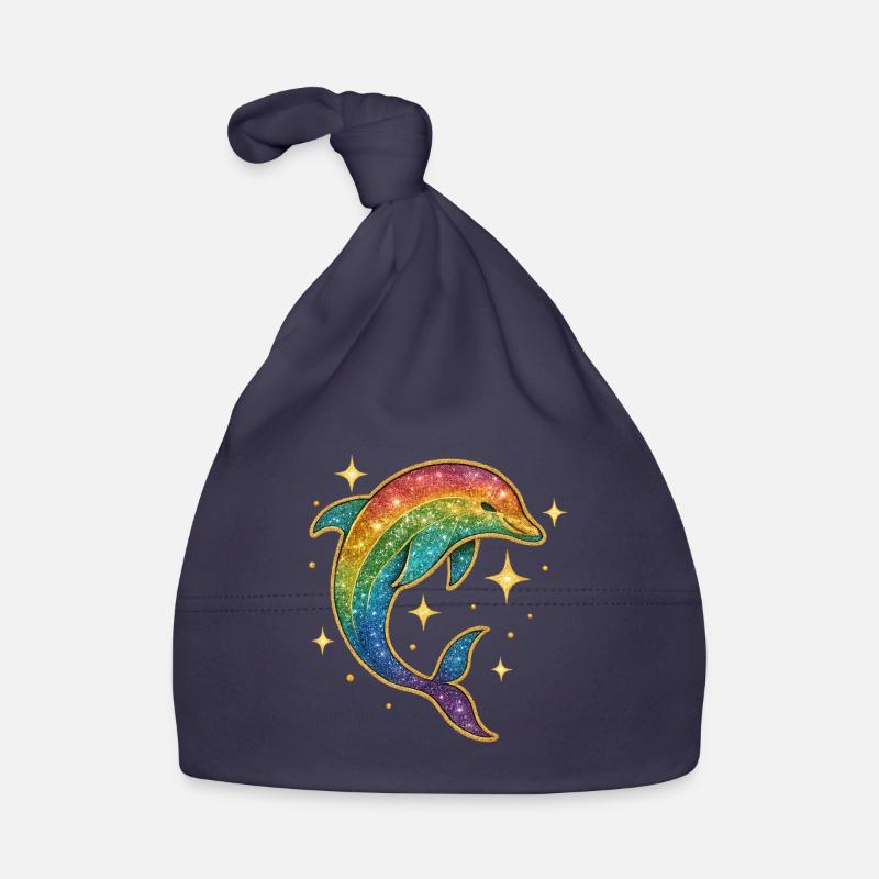 Regenbogen Delfin Sternenglitzer Baby Bio-Mütze