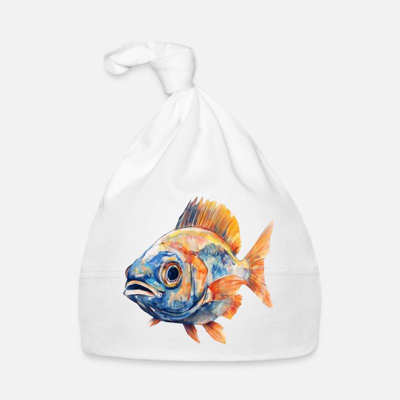 Watercolor Fish Color Explosion Organic Baby Cap