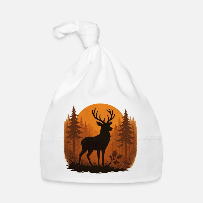 Silhouette de cerf forêt d’automne Bonnet bio Bébé
