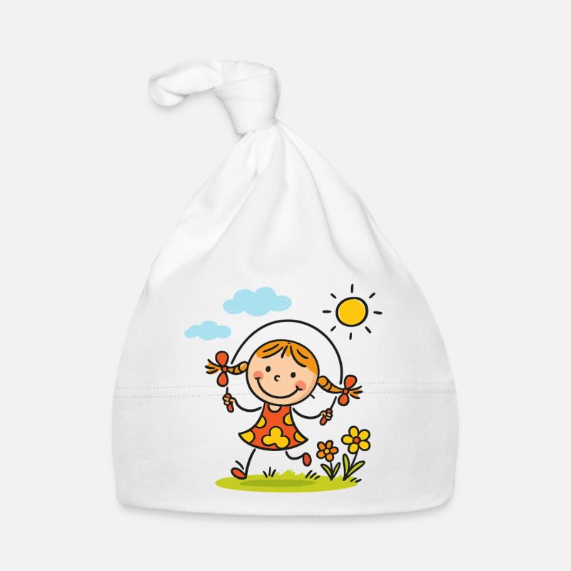 Sunny Skip Gartenmädchen - Baby Bio-Mütze - Weiß
