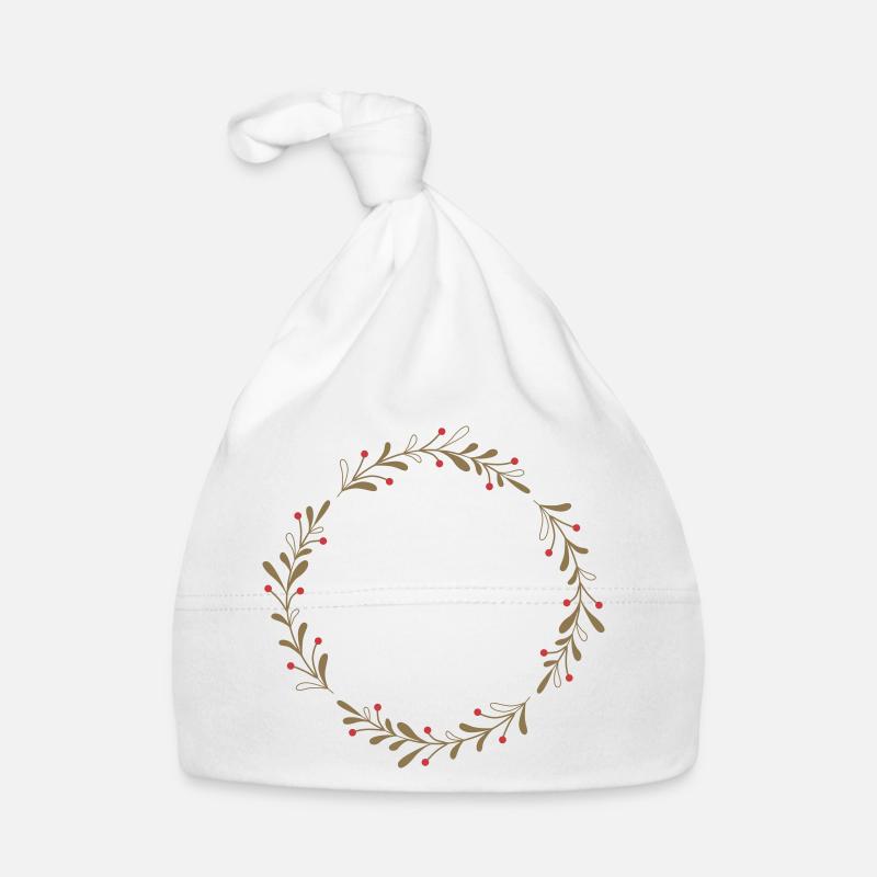 Winter wreath with red berries Organic Baby Cap