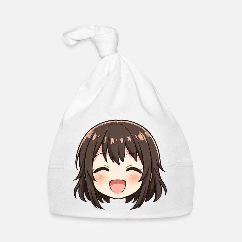 Chibi Gesicht Braunes Lächeln Baby Bio-Mütze