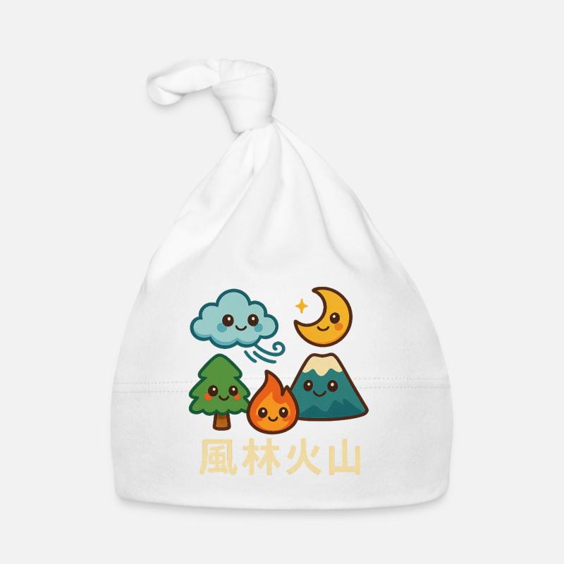 Vent, Forêt, Feu, Montagne, Kawaii, Paysage - Bonnet bio Bébé - blanc