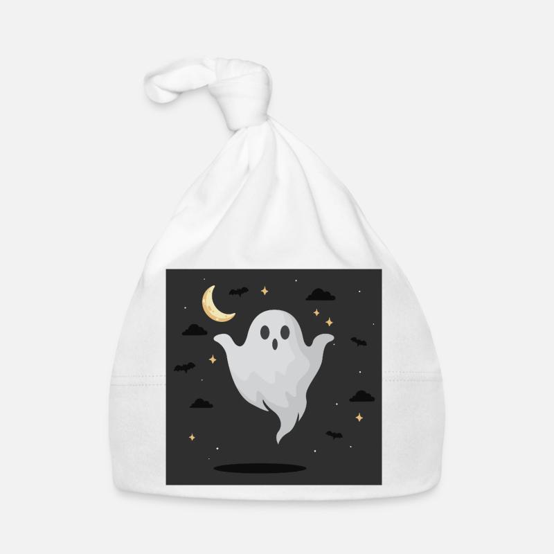 Night Ghost on Dark Background - Organic Baby Cap - white