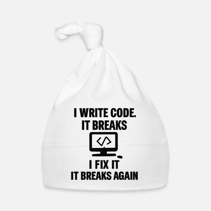 I Write Code – Funny Programmer T-Shirt - Baby Bio-Mütze - Weiß