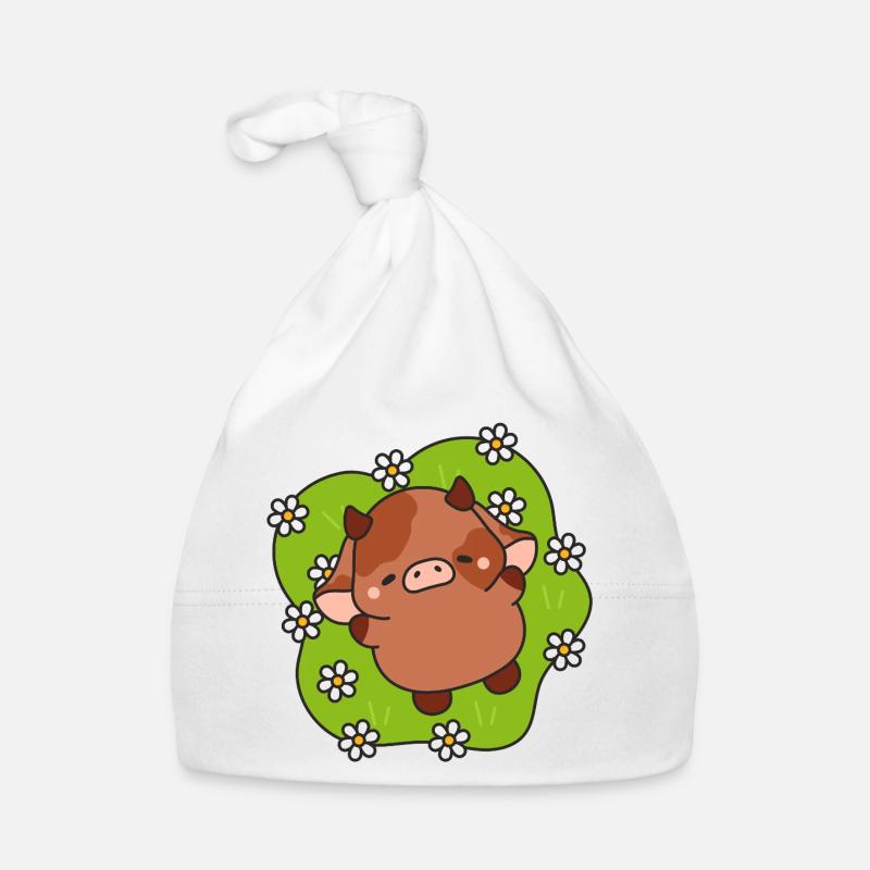 P'tit vachette Printemps - Baby Bio-Mütze - Weiß