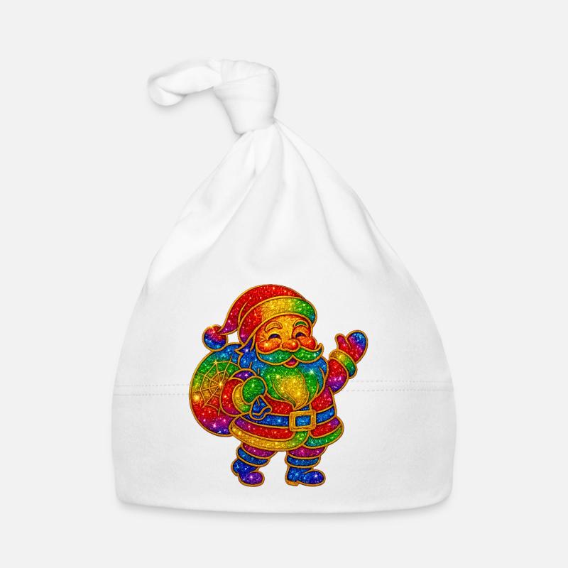 Rainbow Glitter Santa Motif Organic Baby Cap