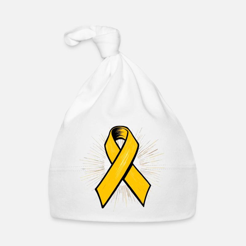 Yellow Awareness Ribbon in Comic Style Organic Baby Cap