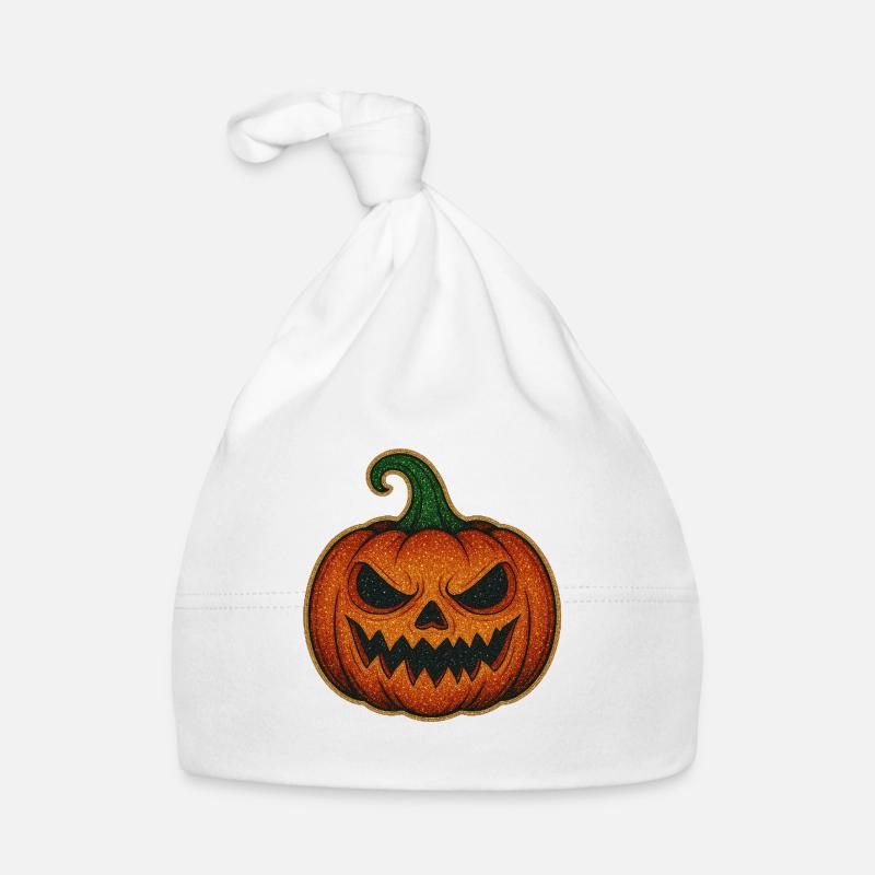 Glittering Spooky Pumpkin Organic Baby Cap