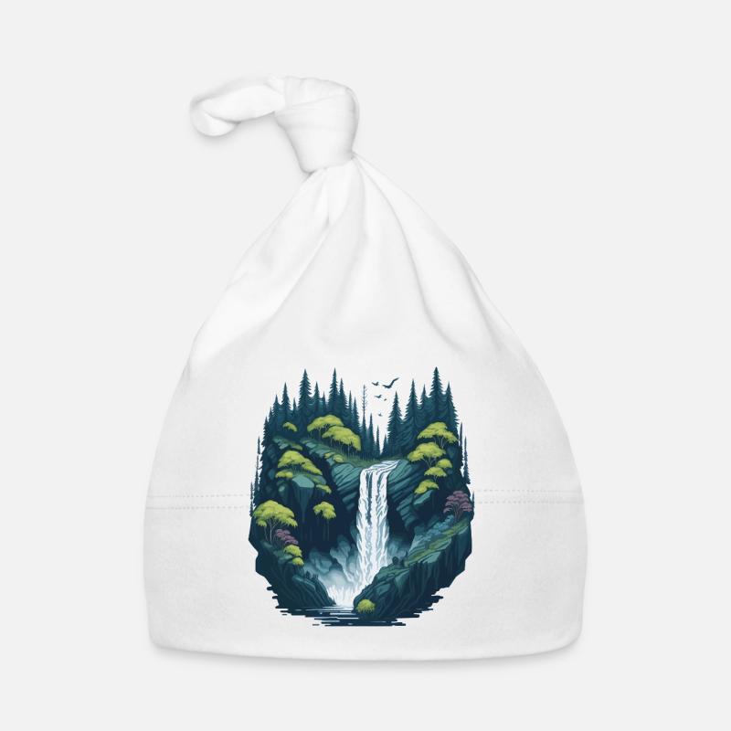 Leuchtender Waldwasserfall Baby Bio-Mütze